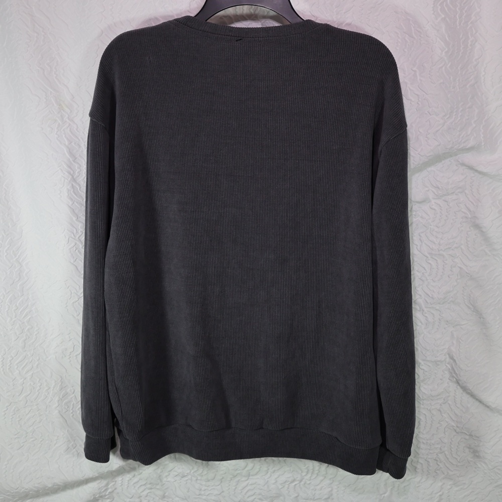 Women 's Oversized Sequin Football Sweatshirt Game Day Long Sleeve M , Graphite - Picture 4 of 8